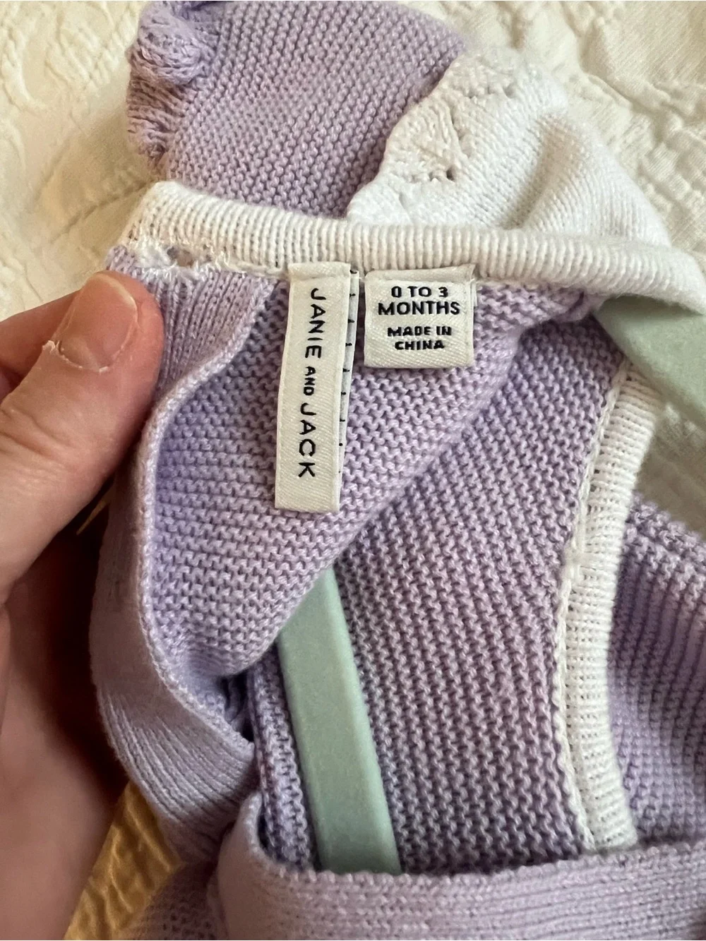 Janie and Jack Lavender Knit One-Piece with White Ruffle Collar, Size 0-3